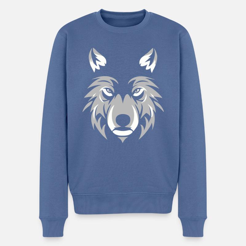 Tête de loup - Pull Premium bio Homme - bleu pigeon