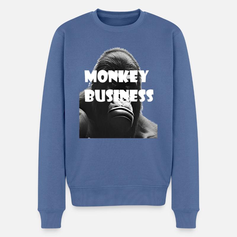 Monkey Business - Gorilla - Männer Premium Bio Pullover - Taubenblau