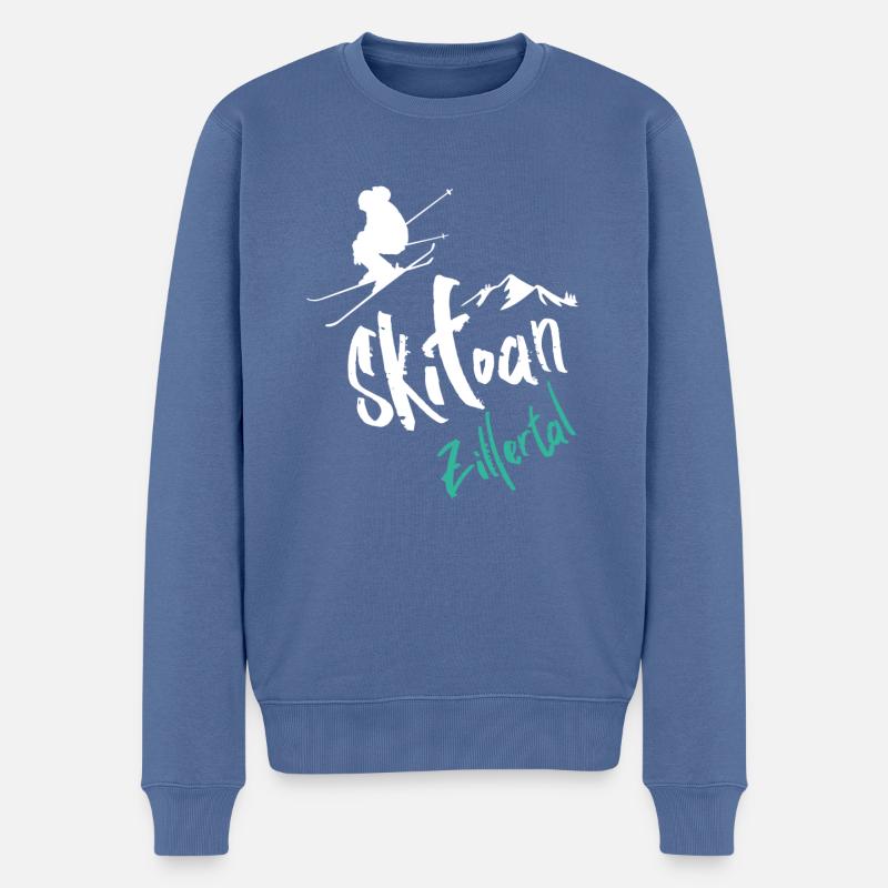 Skifahren Zillertal - Männer Premium Bio Pullover - Taubenblau