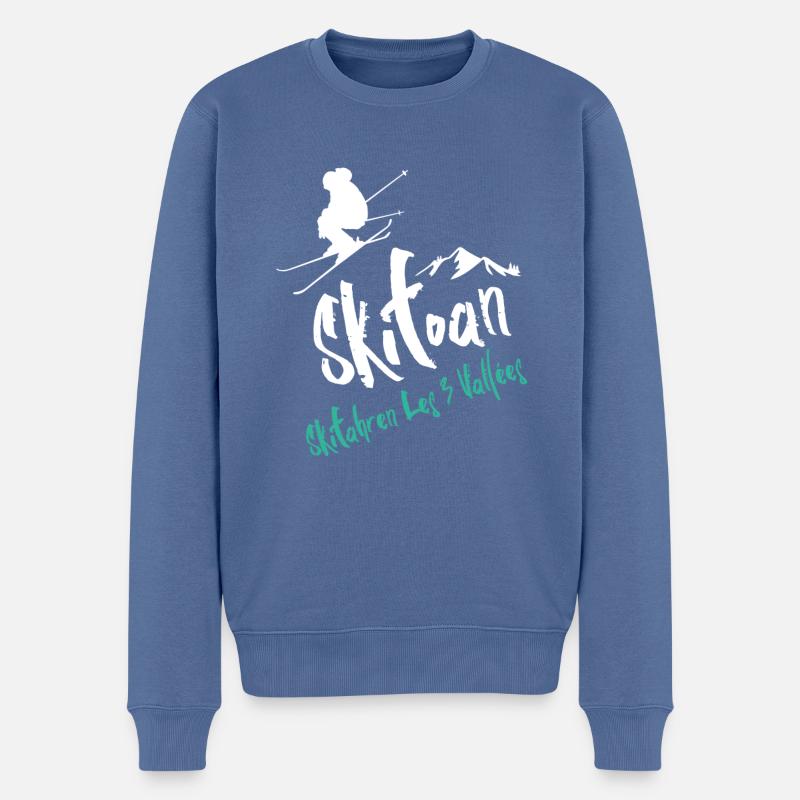 Skifahren Les 3 Vallées - Männer Premium Bio Pullover - Taubenblau