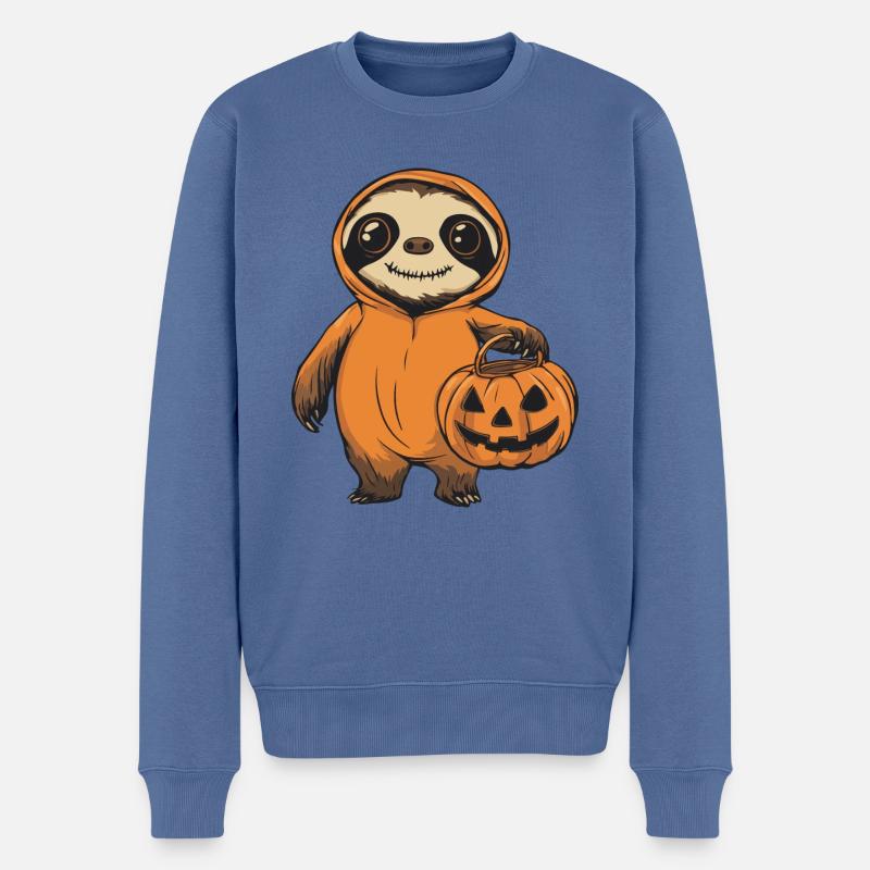 Faultier Halloween Zombie - Männer Premium Bio Pullover - Taubenblau
