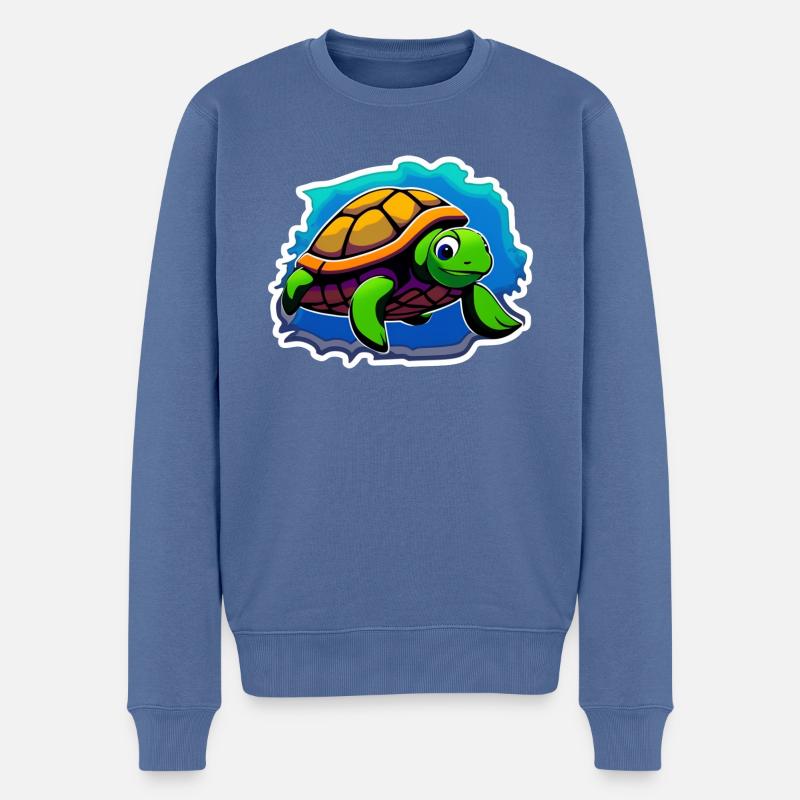 Hübsche Schildkröte, schwimmend - Männer Premium Bio Pullover - Taubenblau