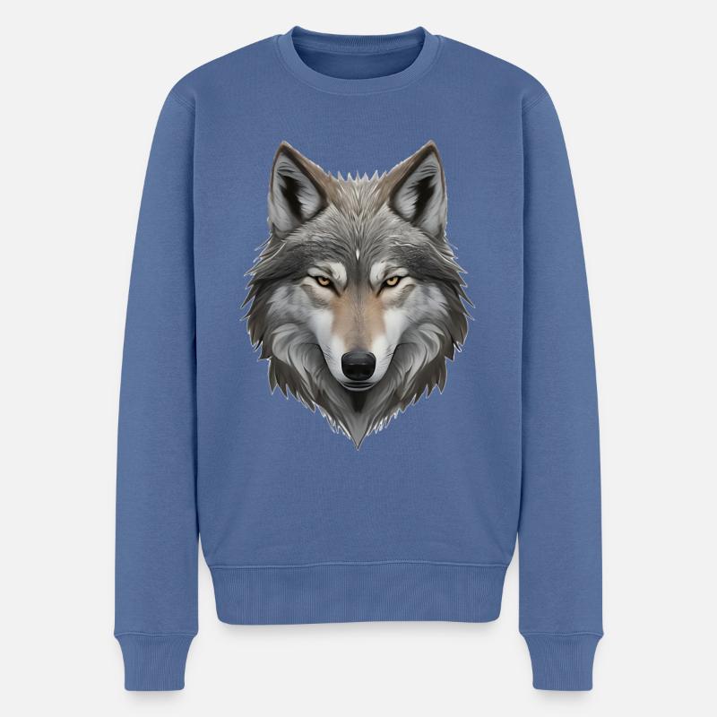 Wolfskopf - Männer Premium Bio Pullover - Taubenblau