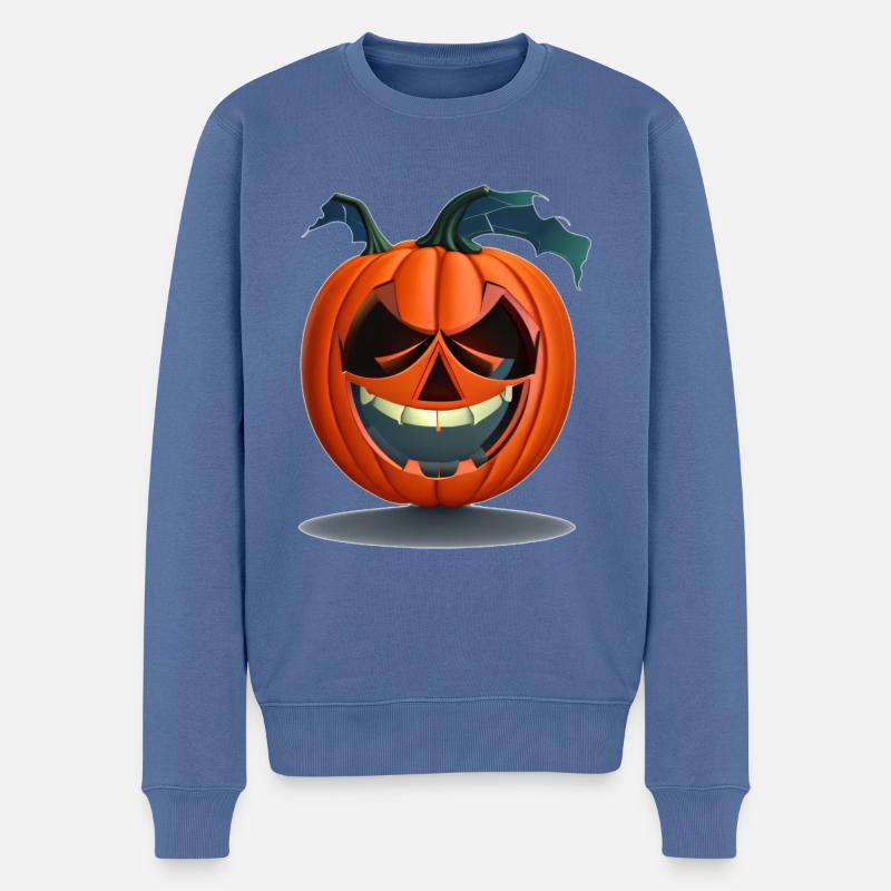 Halloween Kürbis - Männer Premium Bio Pullover - Taubenblau