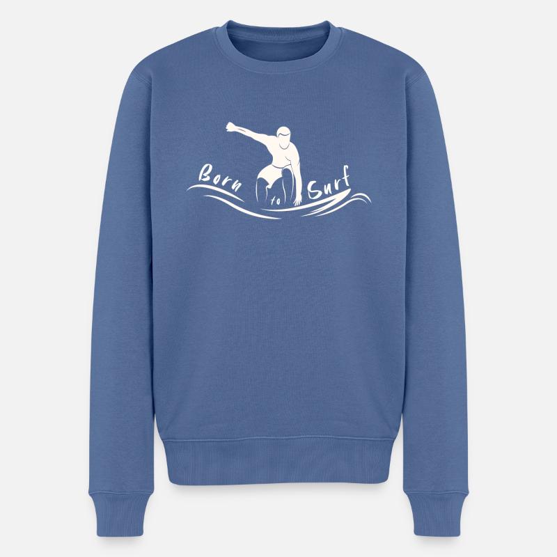 Né pour surfer - Pull Premium bio Homme - bleu pigeon