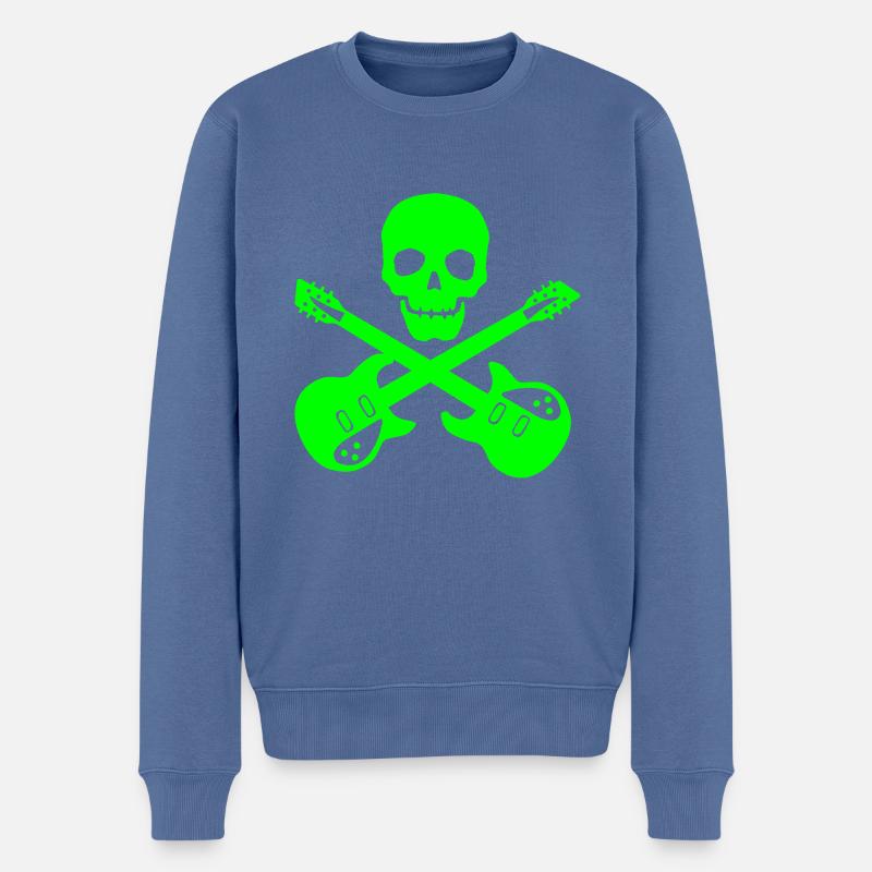 Skull Guitar - Pull Premium bio Homme - bleu pigeon