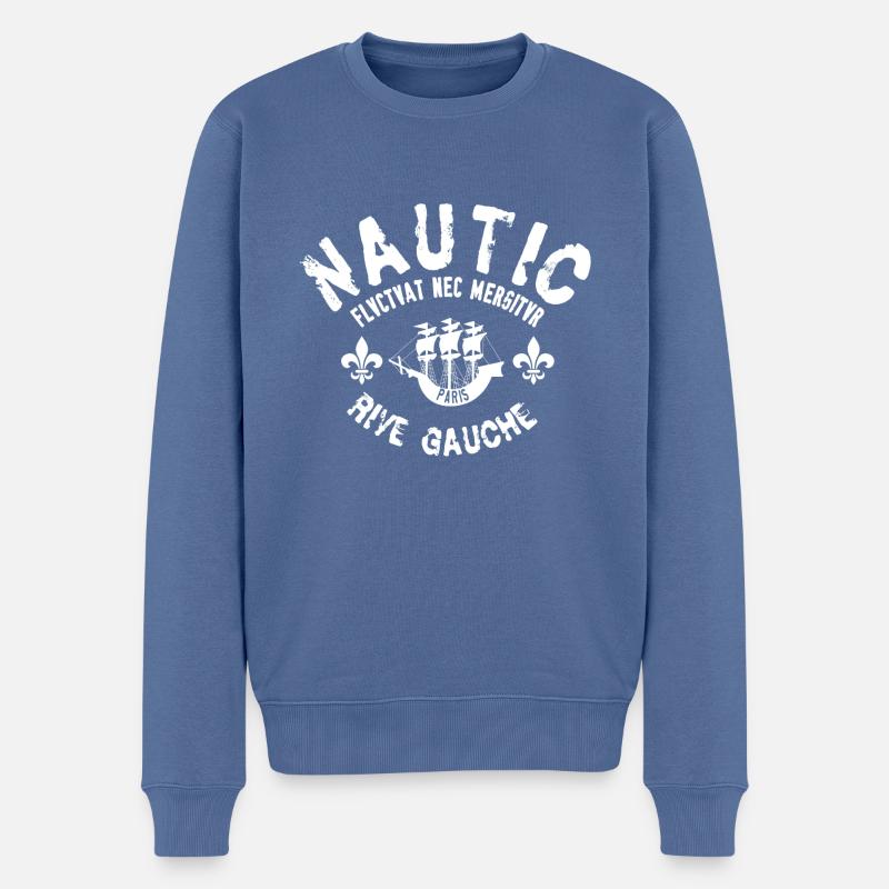 Nautic Paris - Männer Premium Bio Pullover - Taubenblau