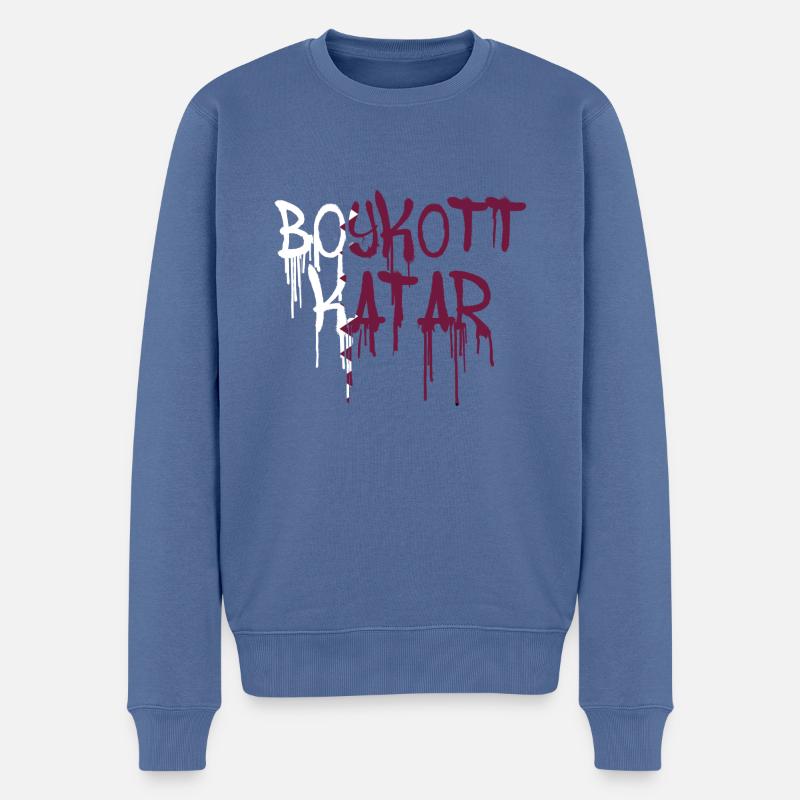boykott katar,katar,flagge, wm,graffiti - Männer Premium Bio Pullover - Taubenblau