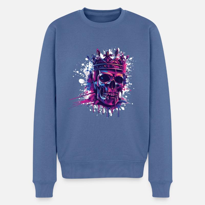 König Totenkopf Krone - Männer Premium Bio Pullover - Taubenblau