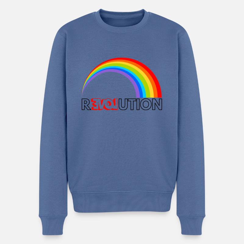 Revolution Love Rainbow - Männer Premium Bio Pullover - Taubenblau