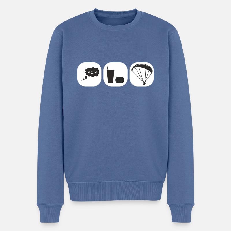 eatsleepparagliding weiß - Männer Premium Bio Pullover - Taubenblau