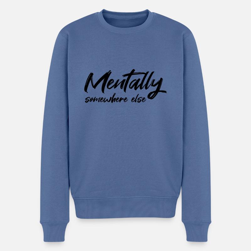 Mentally somewhere else - Männer Premium Bio Pullover - Taubenblau