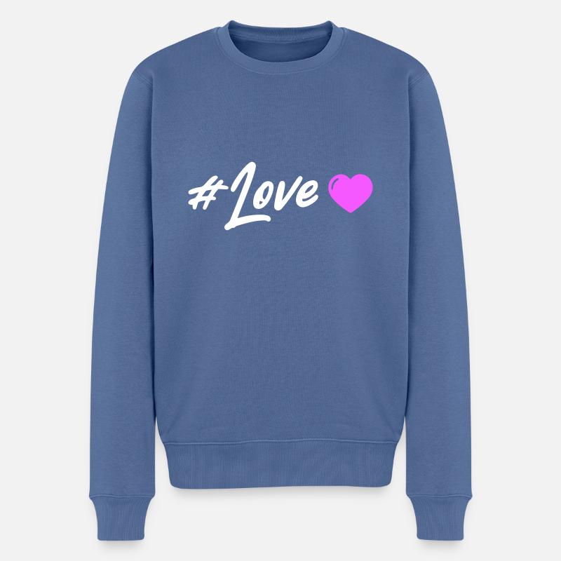 Liebe Herz - Männer Premium Bio Pullover - Taubenblau