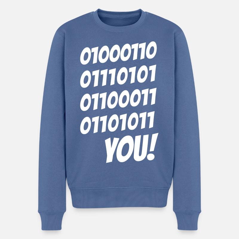 Fuck you binary - Männer Premium Bio Pullover - Taubenblau