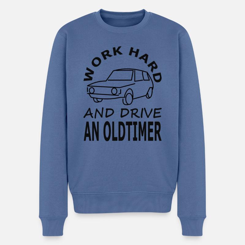 Oldtimer fahren cooles Auto Geschenk Autofahrer - Männer Premium Bio Pullover - Taubenblau