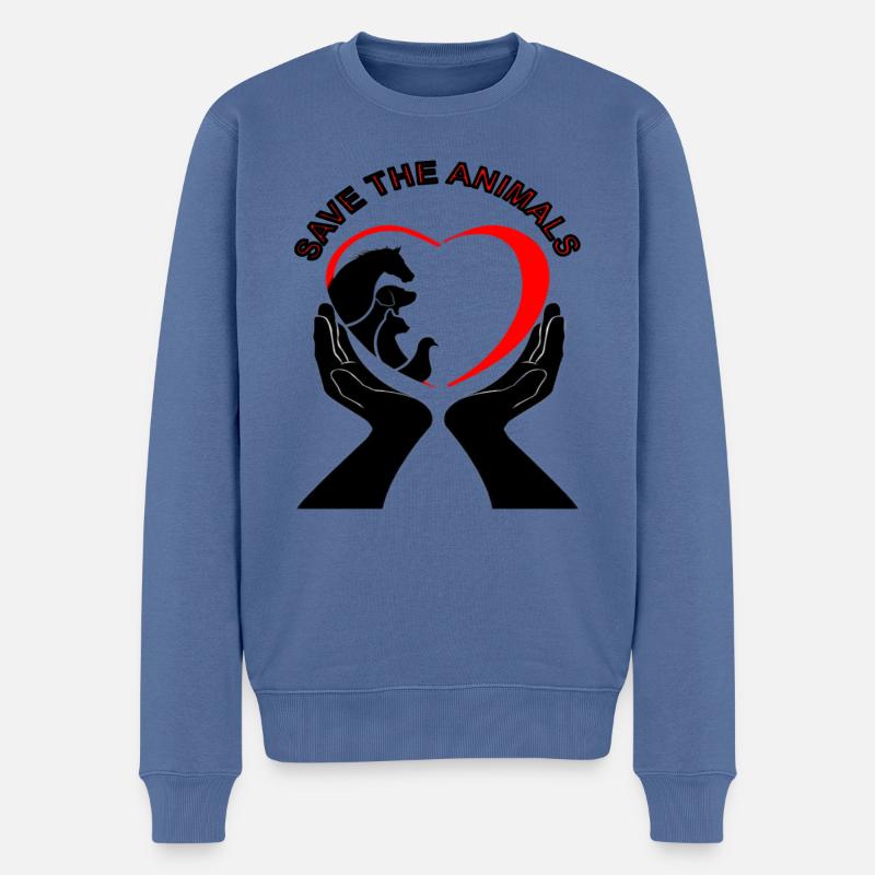 Tierschützer Tierfreunde Tierliebe Tierschutz Tier - Männer Premium Bio Pullover - Taubenblau