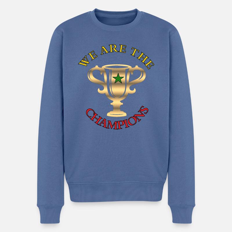 We are the Champions Pokal cooler Spruch Geschenk - Männer Premium Bio Pullover - Taubenblau