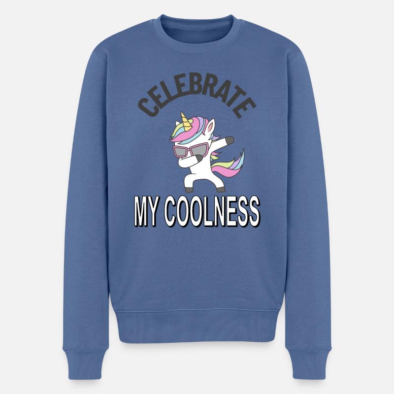 Einhorn mythisch Märchen Fee Pony Pink Geschenk - Männer Premium Bio Pullover - Taubenblau