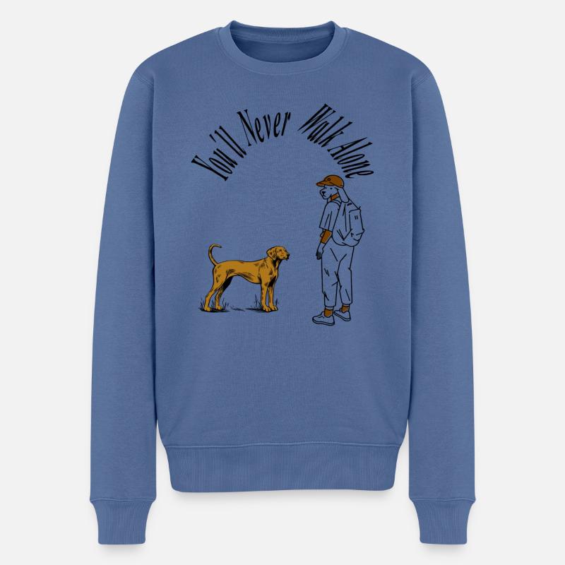 Mit Hund spazieren gehen Hunde Sprüche Geschenk - Männer Premium Bio Pullover - Taubenblau