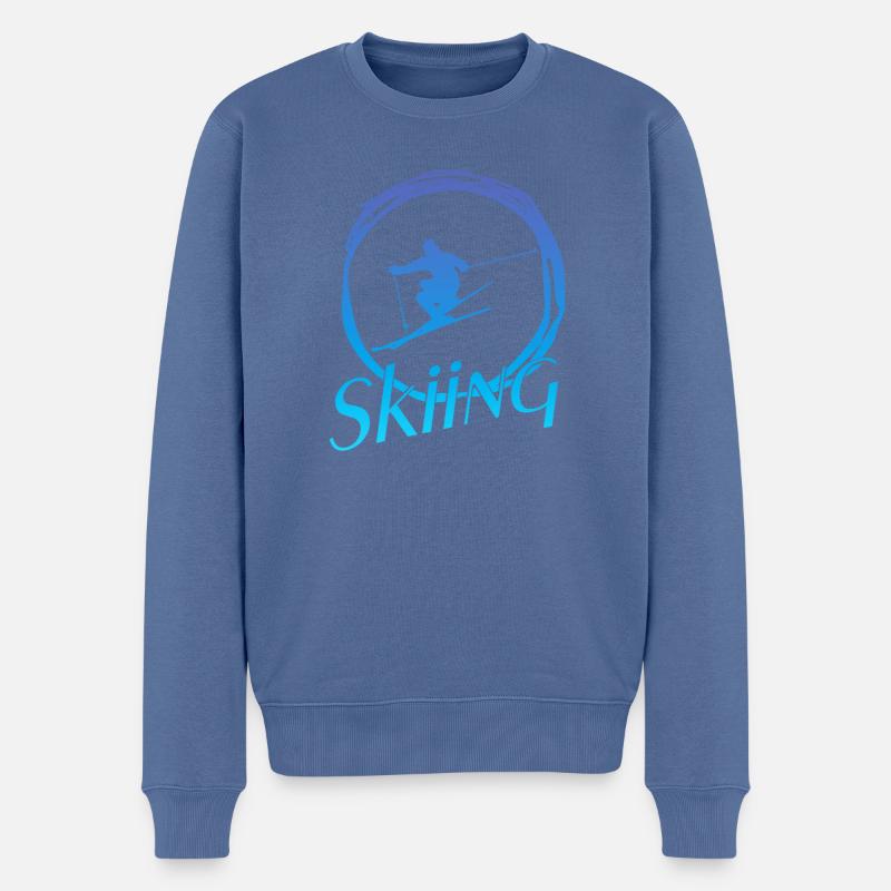 Skiing - Männer Premium Bio Pullover - Taubenblau