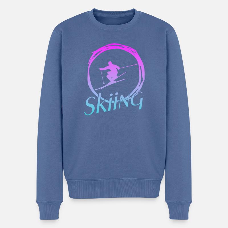 SKIING - Männer Premium Bio Pullover - Taubenblau