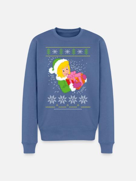 Bibi Blocksberg Ugly Sweater Design Schneeflocken - Männer Premium Bio Pullover - Taubenblau