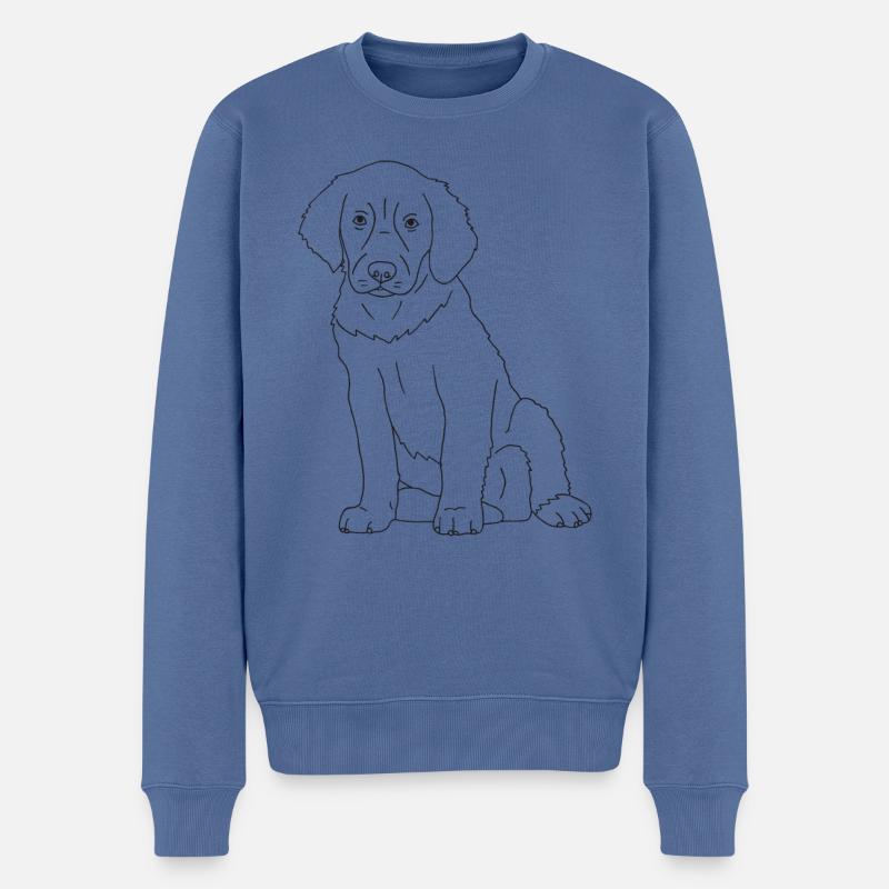 Golden Retriever Welpe - Männer Premium Bio Pullover - Taubenblau