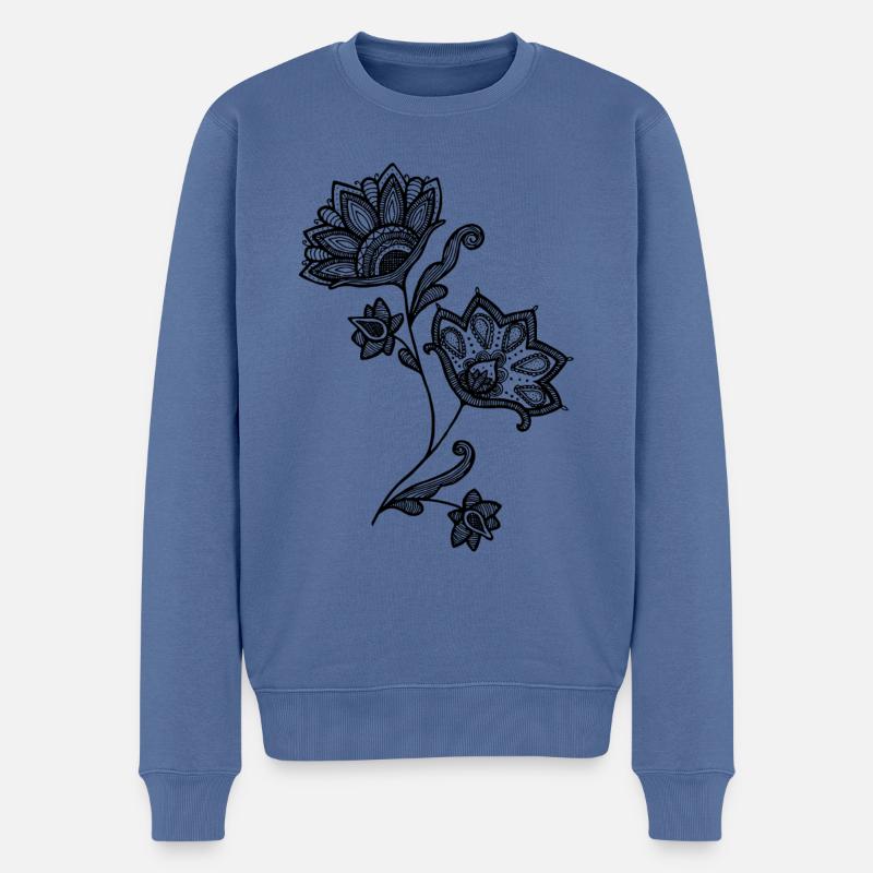 Zwei Blumen - Männer Premium Bio Pullover - Taubenblau