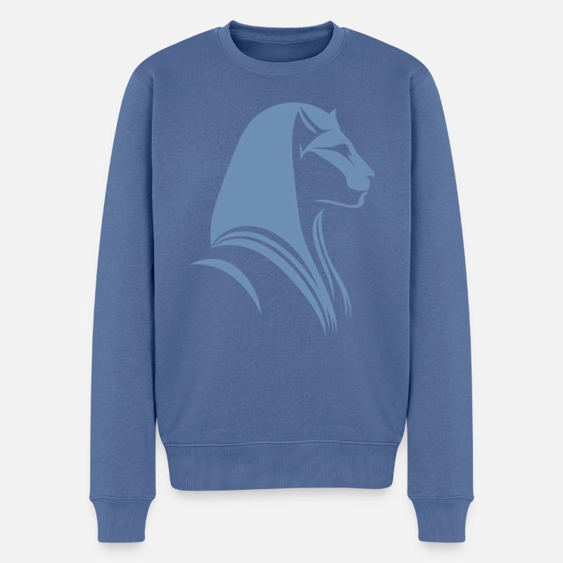 Katze Ägypten Pharao Silhouette - Männer Premium Bio Pullover - Taubenblau
