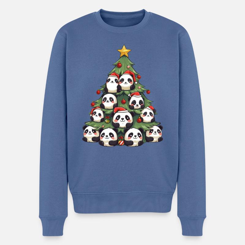 Panda de Noël - Un arbre de Noël avec un - Pull Premium bio Homme - bleu pigeon