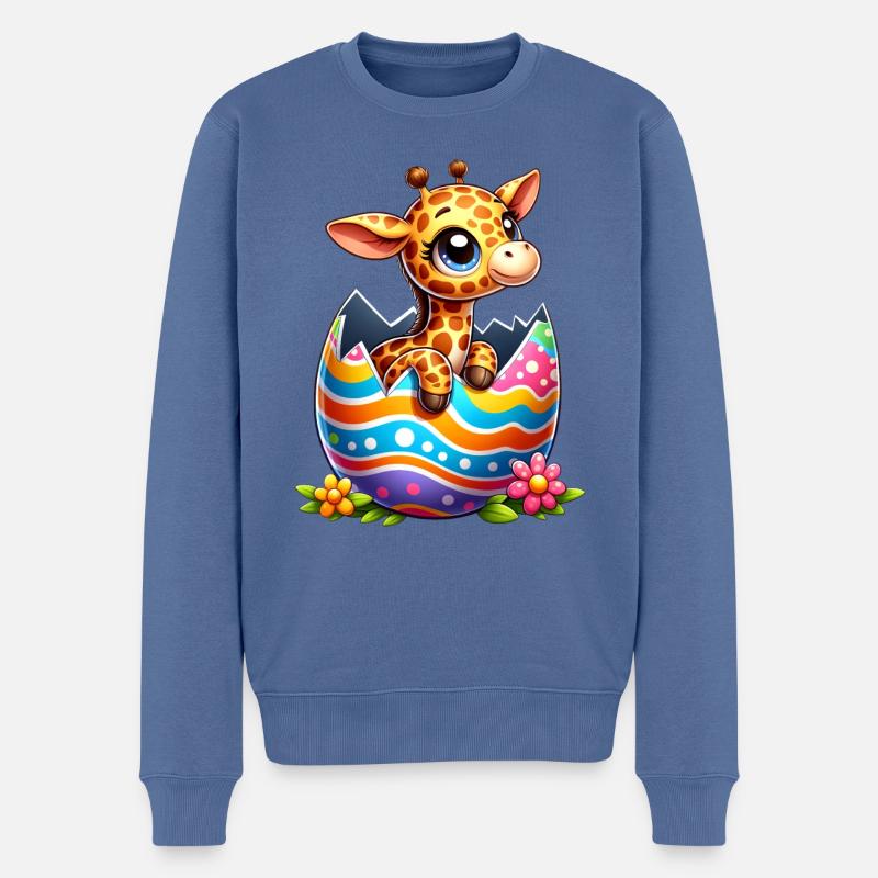 Süße Oster Giraffe schlüpft aus dem Osterei - Männer Premium Bio Pullover - Taubenblau