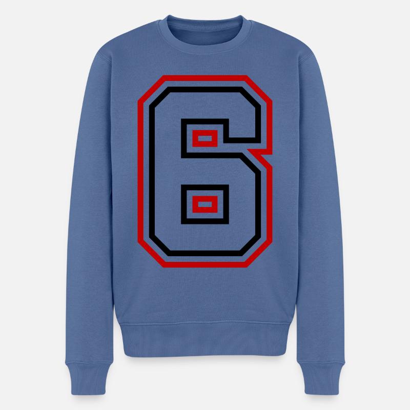 6 Zahl nummer - Männer Premium Bio Pullover - Taubenblau