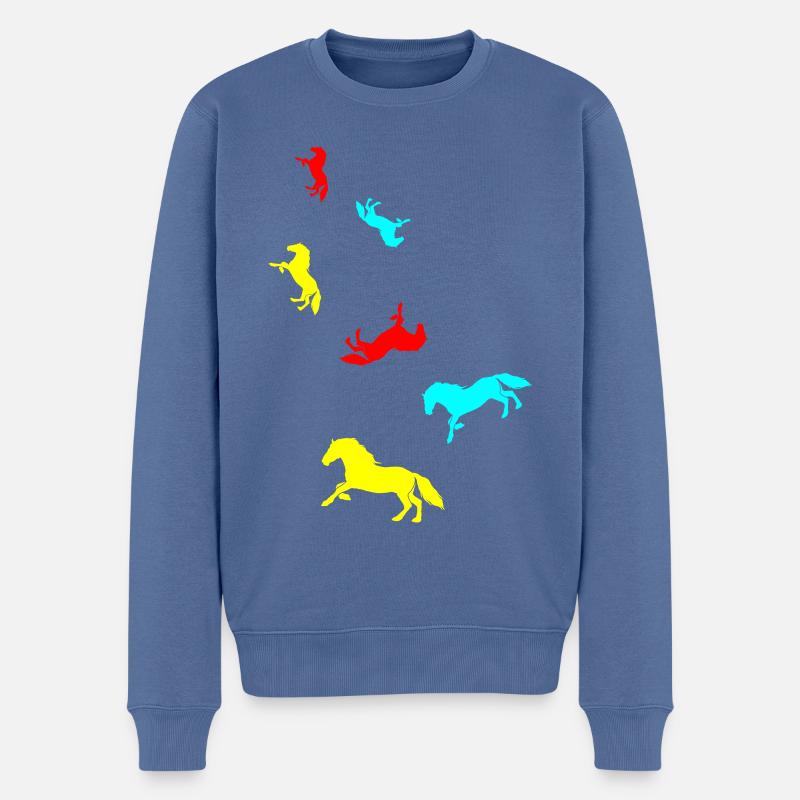 Icône Cheval Cheval - Pull Premium bio Homme - bleu pigeon