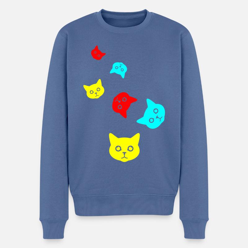 Katze Kopf - Männer Premium Bio Pullover - Taubenblau