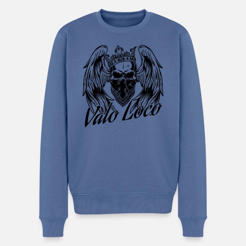 Vato Loco black - Männer Premium Bio Pullover - Taubenblau
