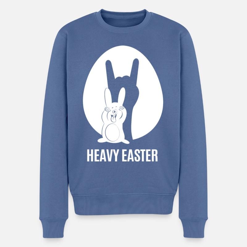 Heavy Easter - lustiger Metal Osterhase - Männer Premium Bio Pullover - Taubenblau