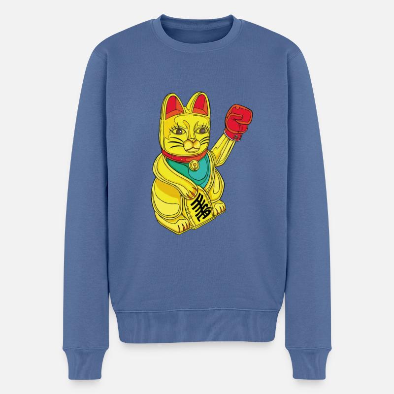 BOXKATZE - Männer Premium Bio Pullover - Taubenblau