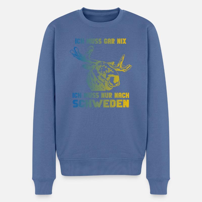 Ich muss wieder nach Schweden - Männer Premium Bio Pullover - Taubenblau