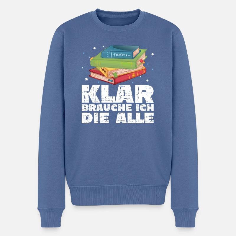 Bücher lesen Bücherwurm - Männer Premium Bio Pullover - Taubenblau