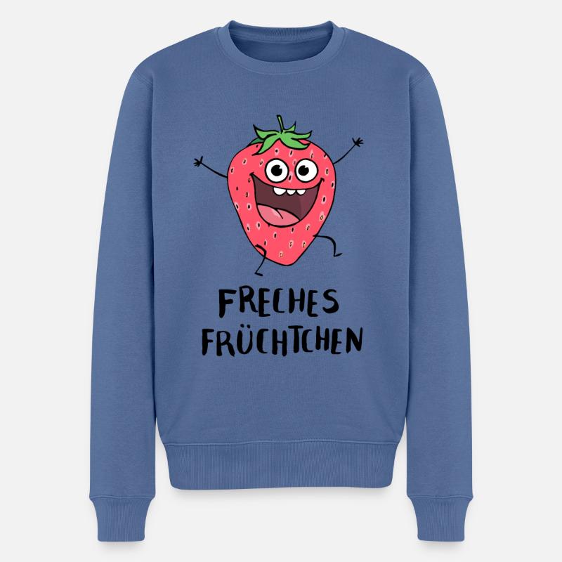 Freches Früchtchen Erdbeere - Männer Premium Bio Pullover - Taubenblau