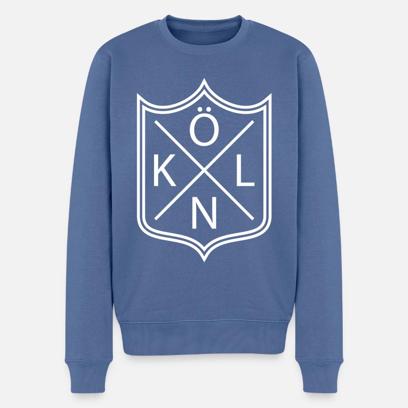 Köln - Männer Premium Bio Pullover - Taubenblau