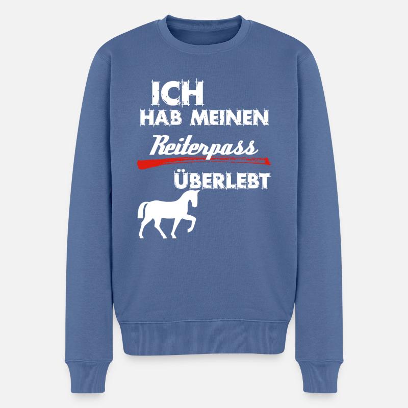 Reiterpass überlebt! Ich hab mein Pferd im Griff - Männer Premium Bio Pullover - Taubenblau