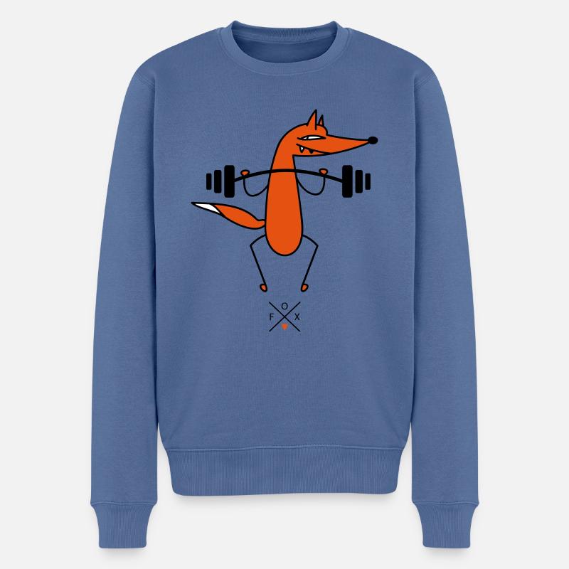Schlauer Gewichtheber - Männer Premium Bio Pullover - Taubenblau