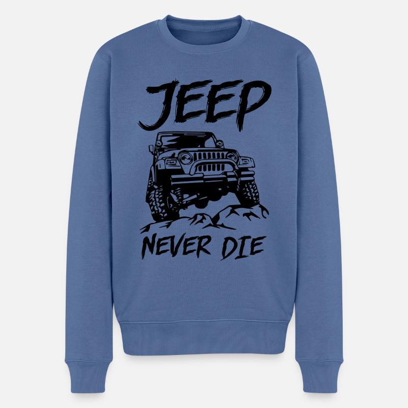 Jeep Never La - Pull Premium bio Homme - bleu pigeon