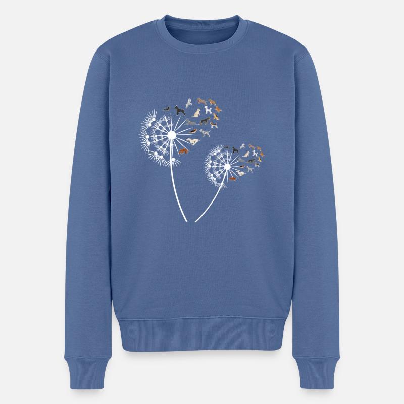 Pusteblume Hund Hundeliebhaber Blume Geschenk - Männer Premium Bio Pullover - Taubenblau