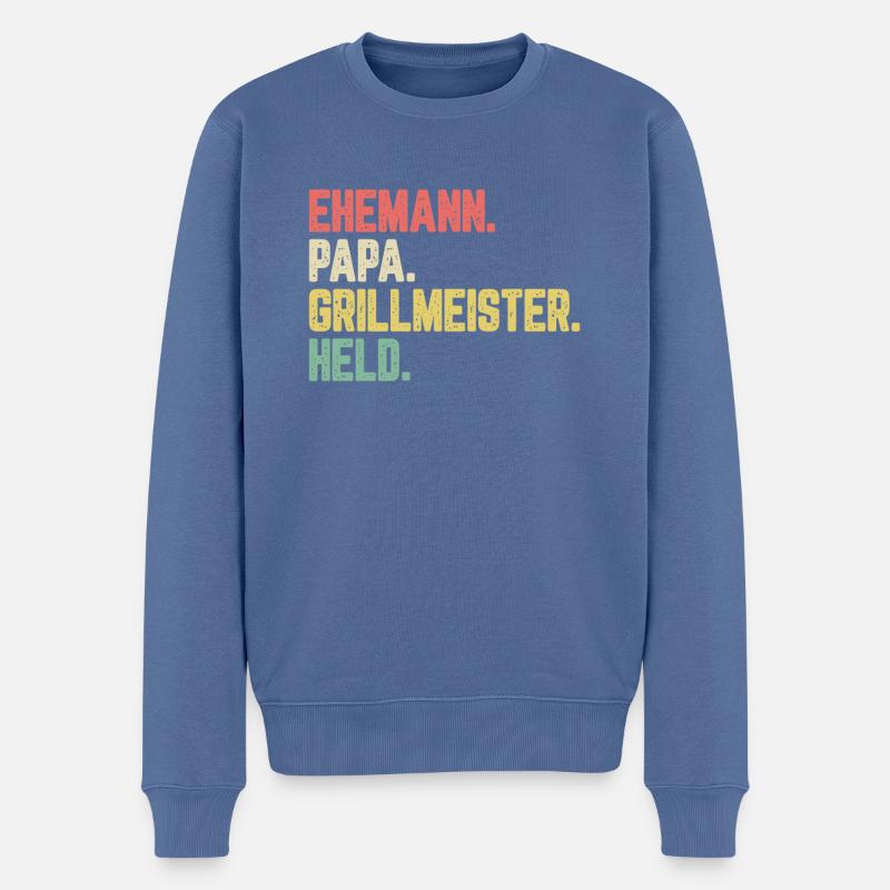 Grillen BBQ Grillmeister Papa Ehemann Geschenk - Männer Premium Bio Pullover - Taubenblau