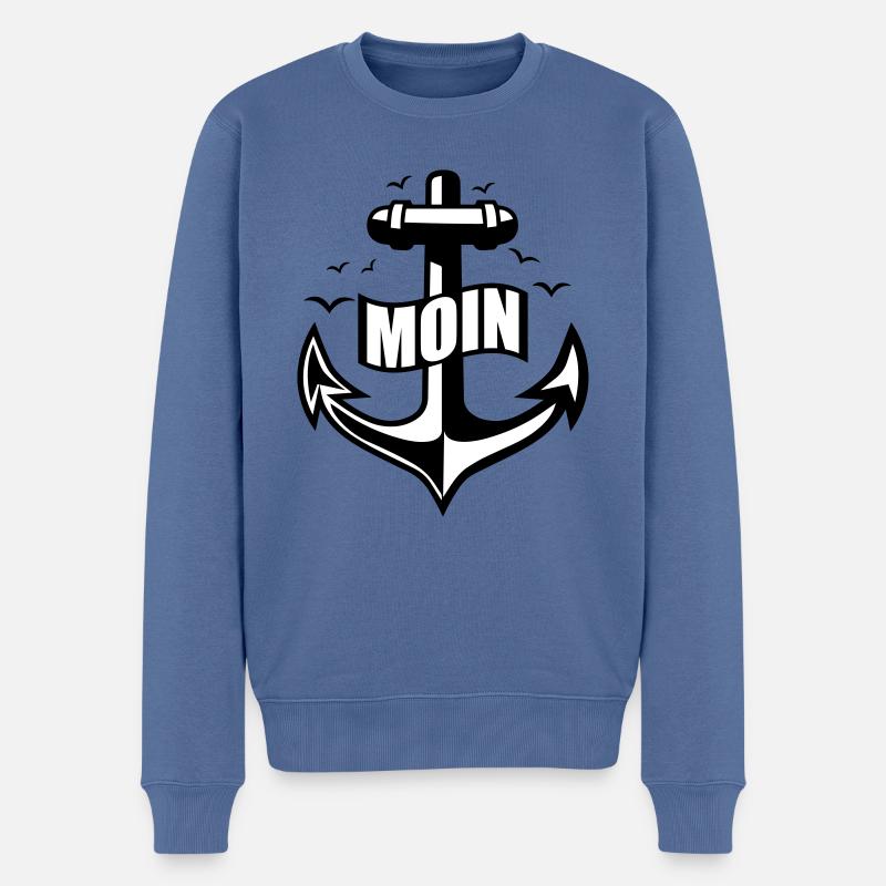 106 mouettes d'ancre MOIN - Pull Premium bio Homme - bleu pigeon