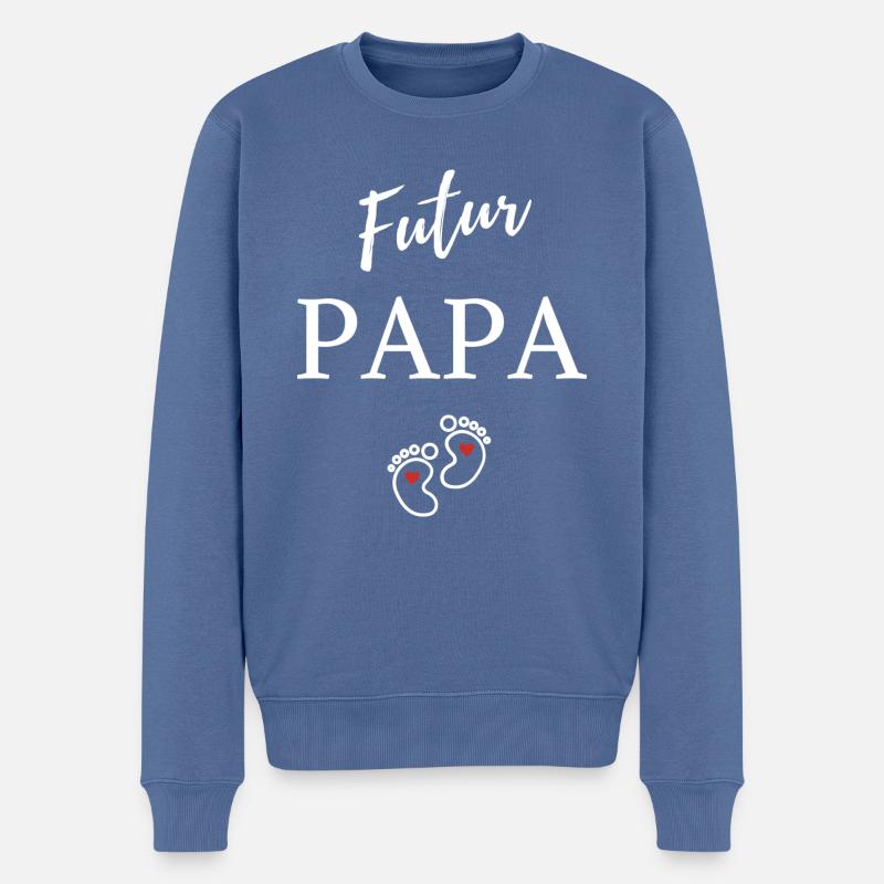 Futur Papa - Pull Premium bio Homme - bleu pigeon