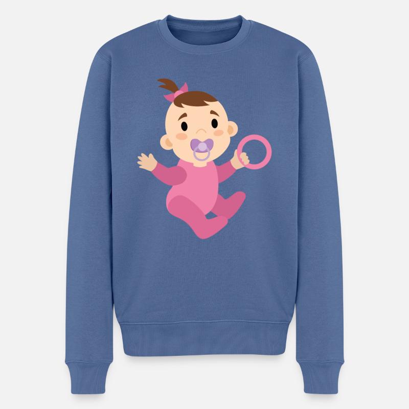 Mädchen Baby - Männer Premium Bio Pullover - Taubenblau