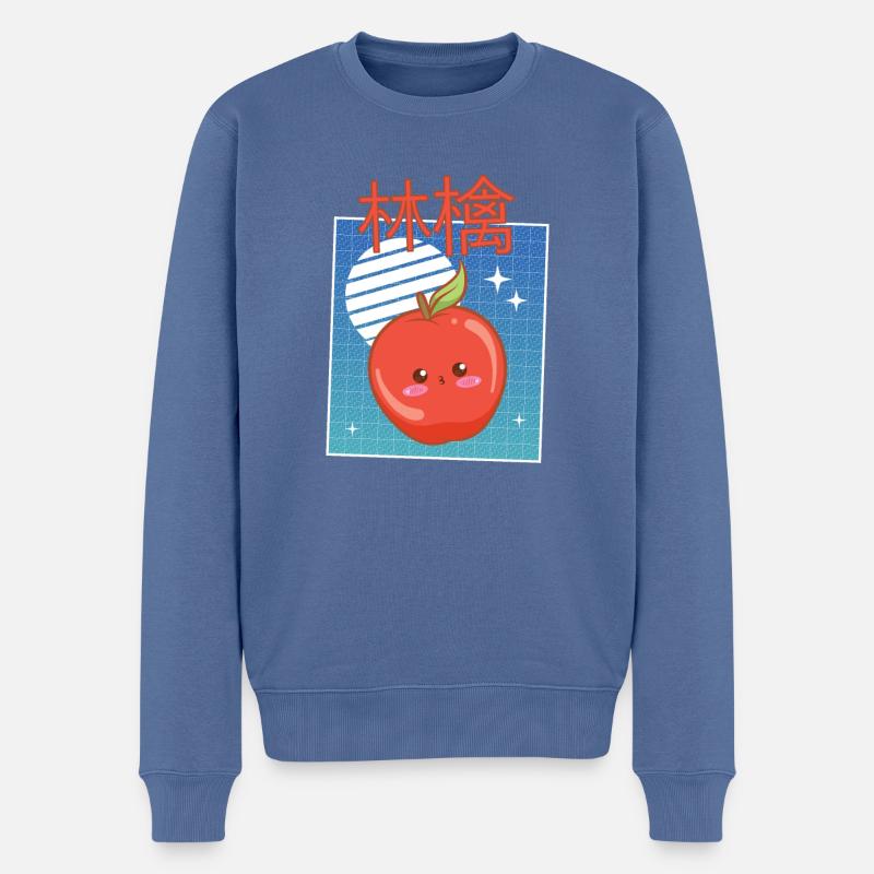 Funny Retro 90s Japanese Kawaii Apple - Männer Premium Bio Pullover - Taubenblau
